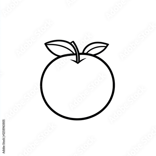 Simple Orange Fruit Outline Graphic photo