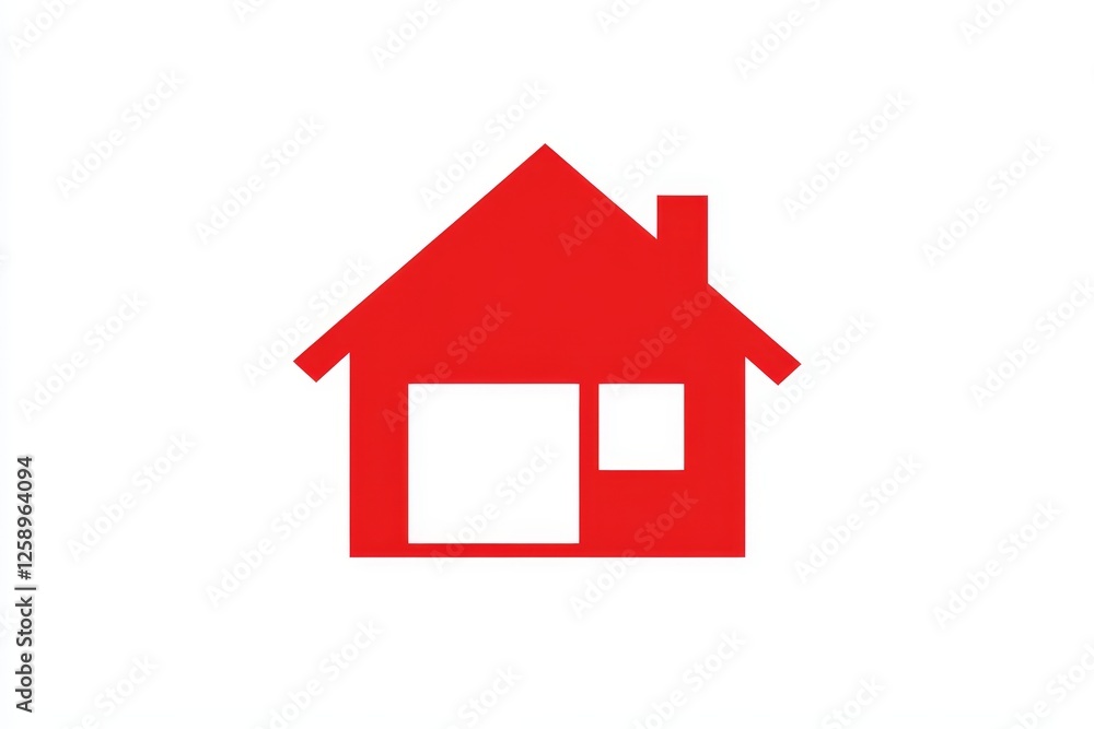 Visual representation of a modern red house. Perfect for real estate, home services, and residential design projects Visual representation of a modern red house. Perfect for real estate, home services, and residential design projects