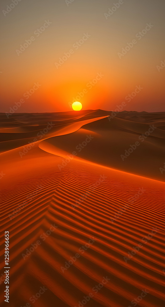 Naklejka premium Stunning Desert Sunset Over Sand Dunes