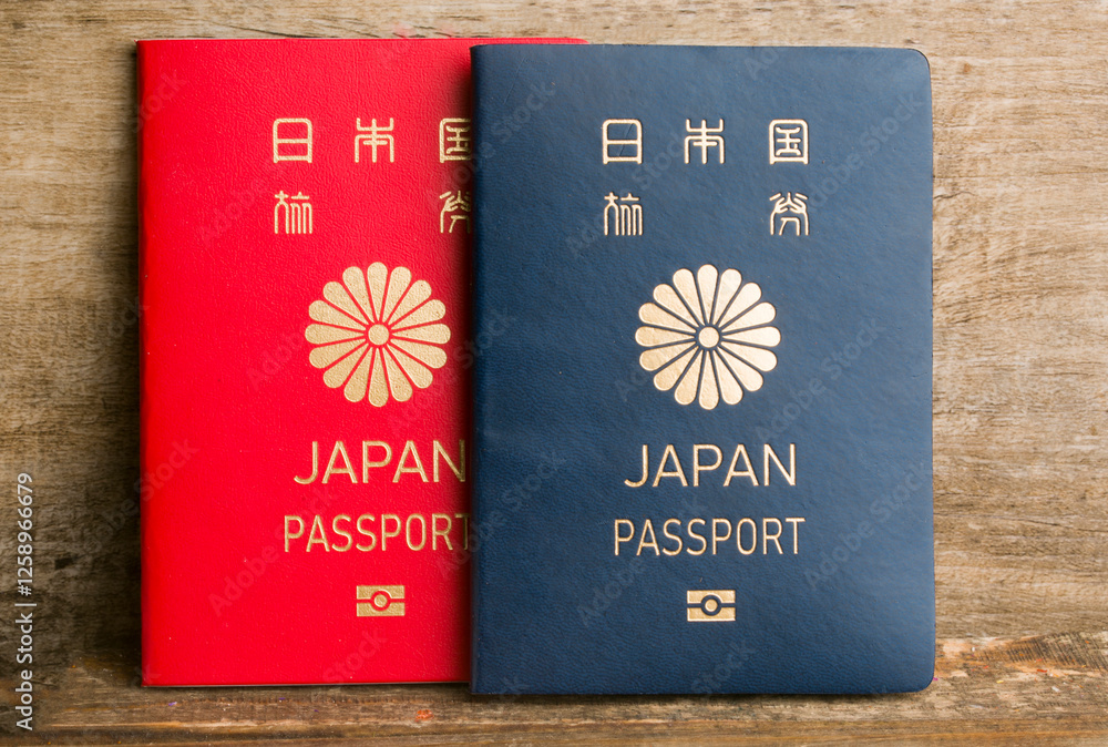 japanese passports on wood background japanese passports on wood background