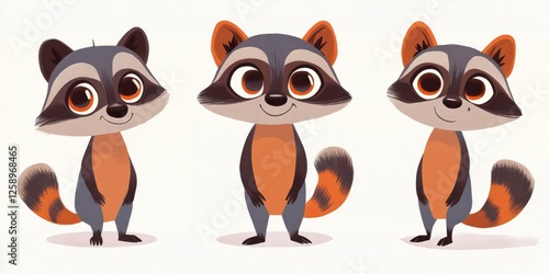 Wallpaper Mural Cute Cartoon Raccoon Character in a Playful Flat Illustration Style Torontodigital.ca