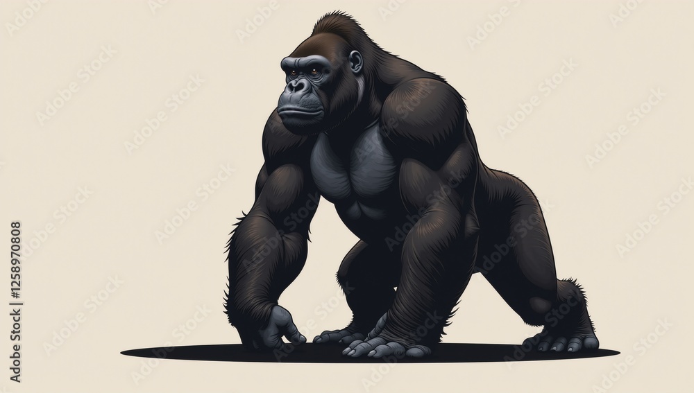 Security-themed vector illustration featuring a protective gorilla Security-themed vector illustration featuring a protective gorilla