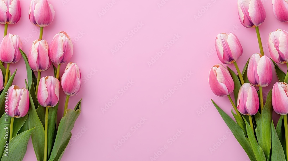 Beautiful Pink Tulips on Soft Pink Background for Spring Decor Beautiful Pink Tulips on Soft Pink Background for Spring Decor