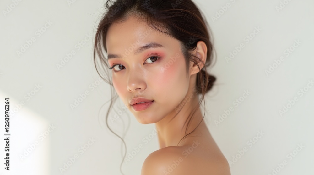 A serene, ethereal portrait of a young woman. A serene, ethereal portrait of a young woman.