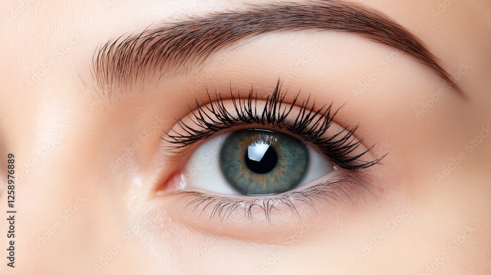 Obraz premium Close-up of a human eye showcasing intricate details and natural beauty