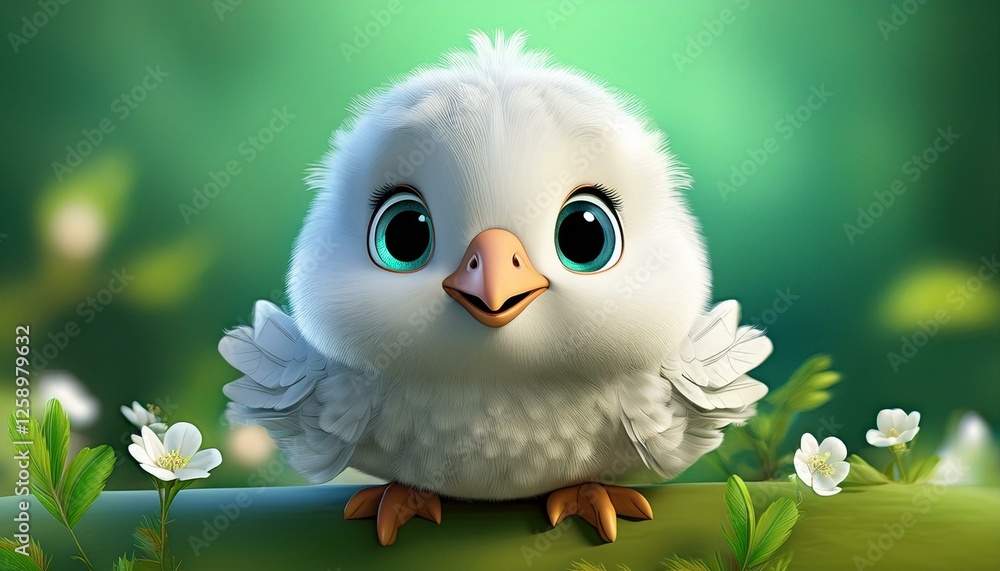 Obraz premium Weiße Taube, grüner Hintergrund