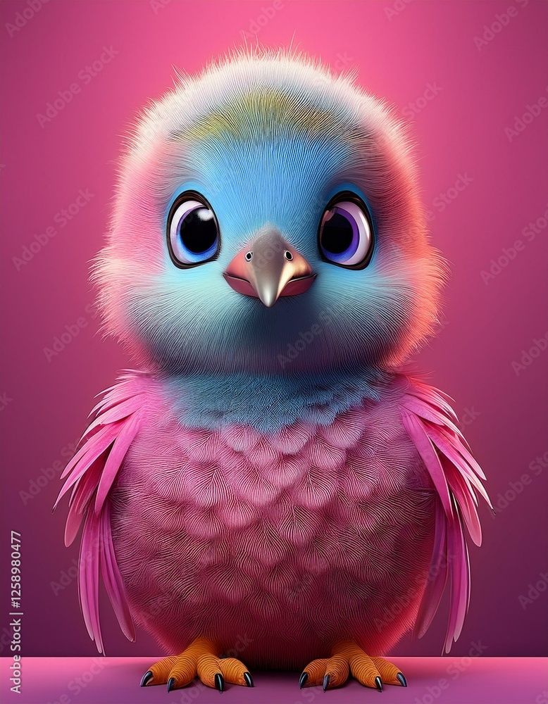 Fototapeta premium Niedlicher Kolibri, pinker Hintegrund