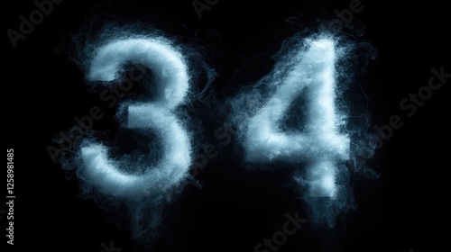 Smoke numbers 34 on black background photo