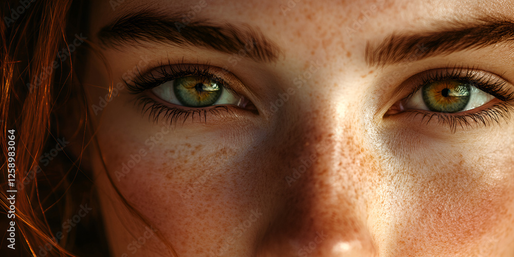 Close-Up of Gorgeous Woman with Defined Eyes and Striking Facial Features Close-Up of Gorgeous Woman with Defined Eyes and Striking Facial Features