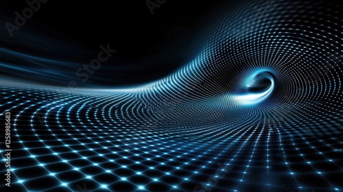 Fototapeta Naklejka Na Ścianę i Meble -  A blue and white image of a spiral with a lot of dots