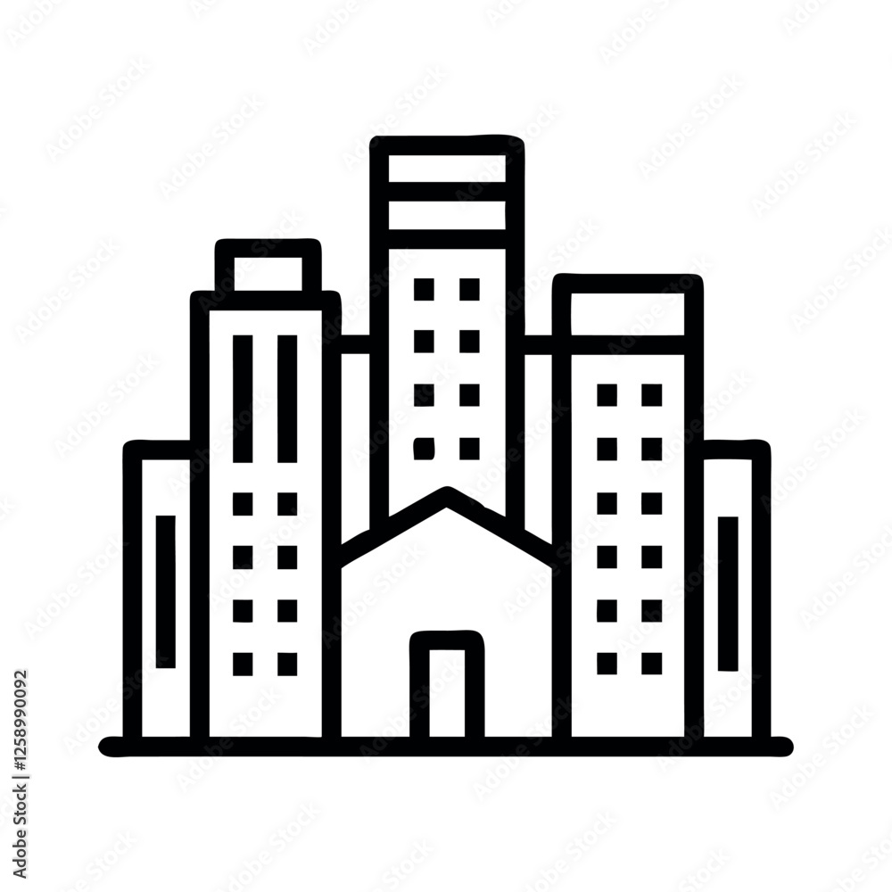Obraz premium Urban skyline tourism line icon