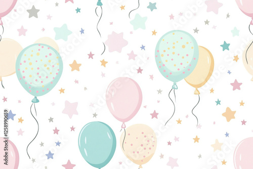 Cute pattern with pastel balloons and stars for children's room decor, patterns photo