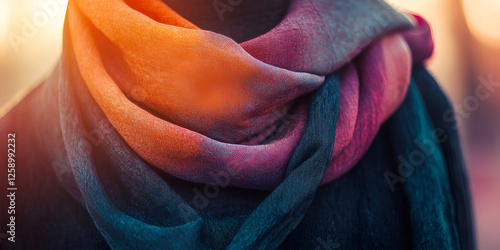 Stylish Scarf Mockup with Soft Blurred Background photo