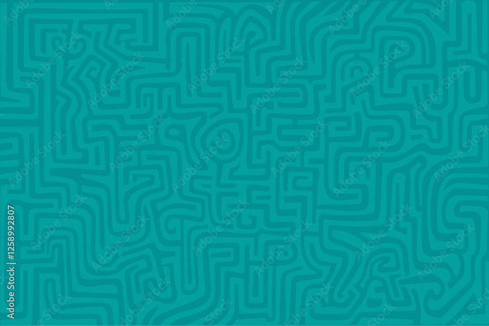Intricate maze pattern design in teal color showcasing abstract art style Intricate maze pattern design in teal color showcasing abstract art style