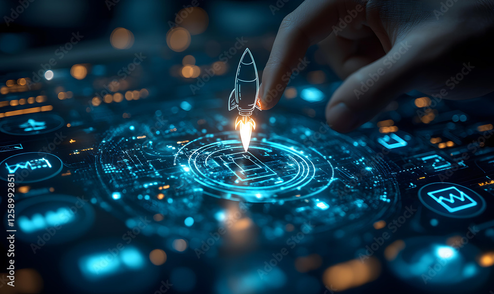 Obraz premium Digital Transformation Launchpad Innovative Technology for Business Growth and Success