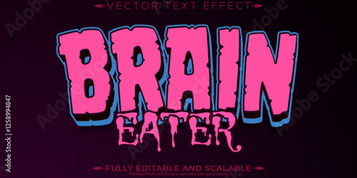 Zombie editable text effect, editable brain and horror text style