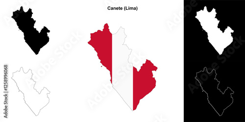 Canete province outline map set