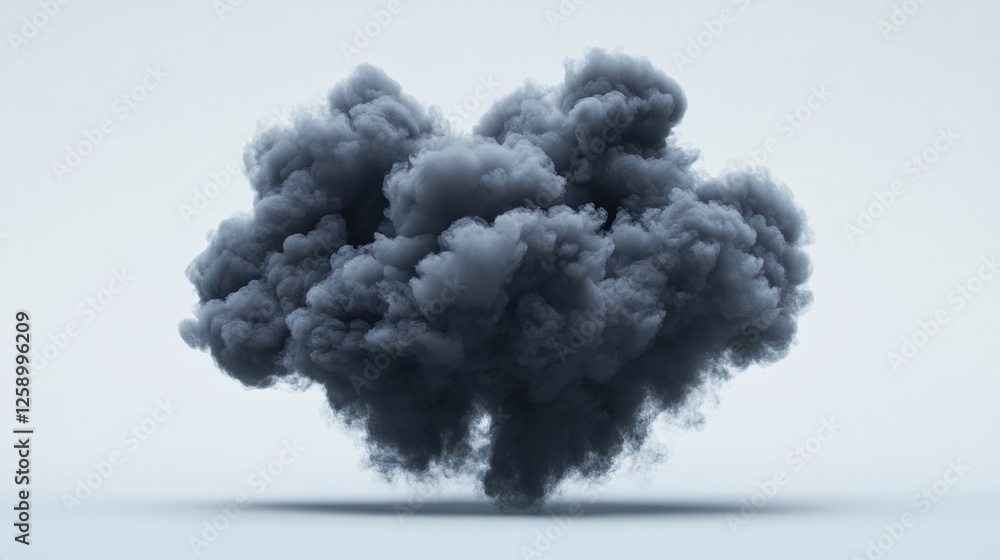 A Dense Dark Cloud of Smoke Billows Against a Light Background A Dense Dark Cloud of Smoke Billows Against a Light Background