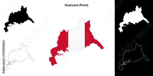 Huancane province outline map set
