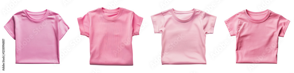 Pink folded t shirt isolated on transparent background ,PNG, set of Pink folded t shirt isolated on transparent background ,PNG, set of