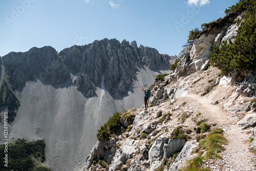 Mountaineer at Karwendel Hohenweg, Austria photo