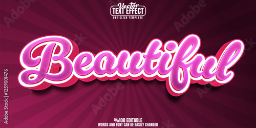 Beauty editable text effect, customizable beautiful and woman 3d font style