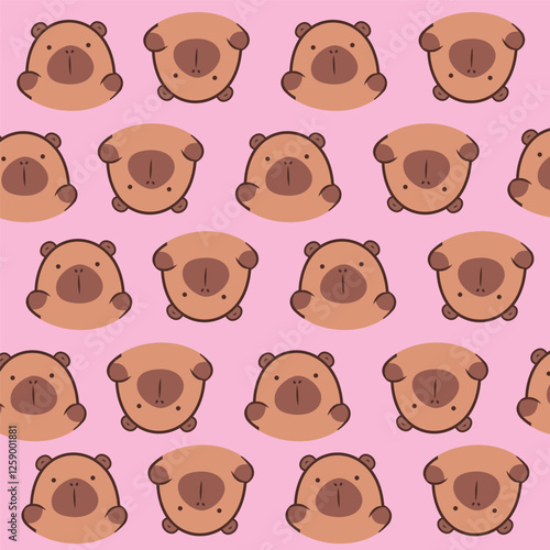Cute capybara animal pattern illustration perfect for printing fabrics, papers or clothing Capybara kawaii pattern