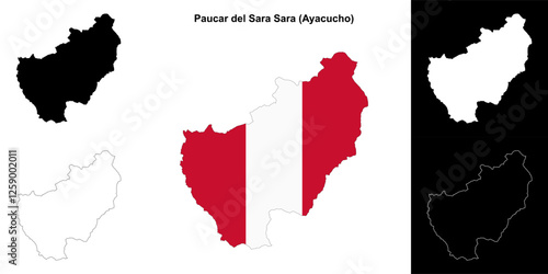 Paucar del Sara Sara province outline map set