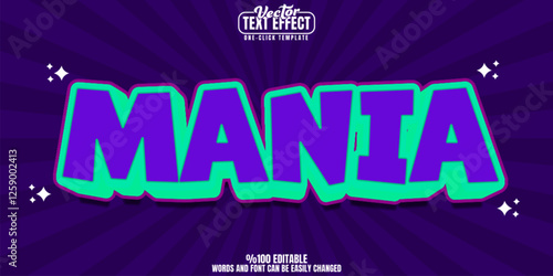 Mania editable text effect, customizable game and child 3d font style
