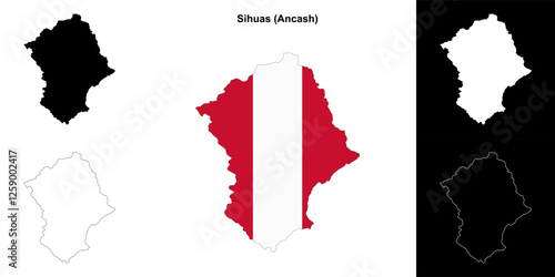 Sihuas province outline map set