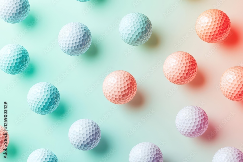 Set of Coloured Golf Ball Icons on Gradient Background Set of Coloured Golf Ball Icons on Gradient Background