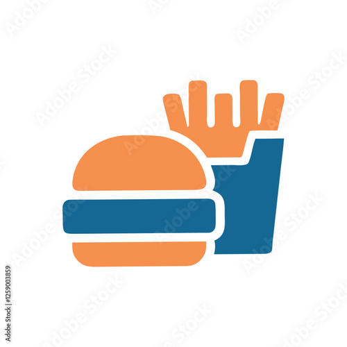 Restaurant burger and fries icon illustration