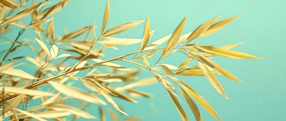 Naklejka premium A panoramic summer background featuring a blue sky and palm trees from a below perspective, designed in a vintage style for tropical travel banners