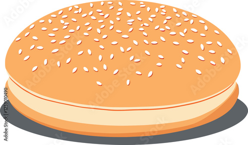 Vsai freshly baked sesame bun resting on gray surface