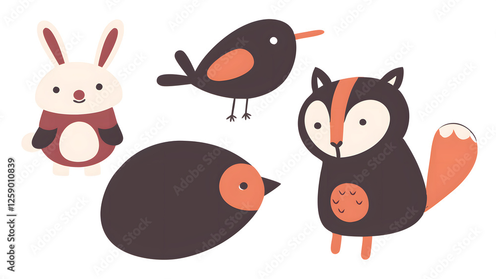 Fototapeta premium Illustration cute animal wildlife element teac