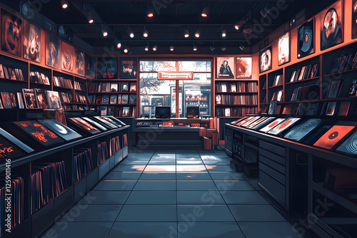 Vintage Record Store Interior  Vinyl  Music Shop  Bookshelves