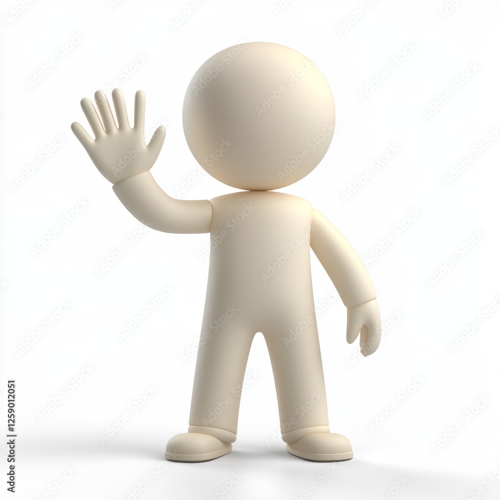 3D figure waving hello against white background 3D figure waving hello against white background