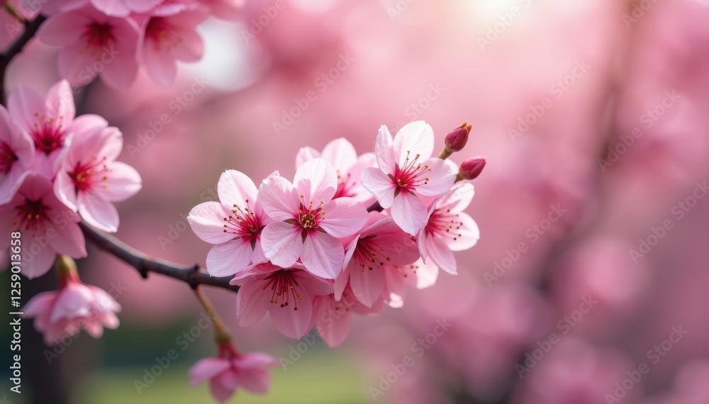 Pink cherry blossoms, shallow depth of field, vibrant spring scene, beautiful, floral, flowers Pink cherry blossoms, shallow depth of field, vibrant spring scene, beautiful, floral, flowers