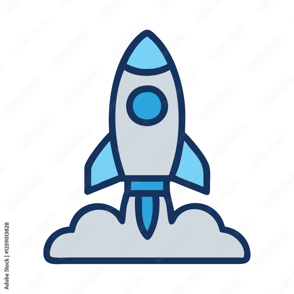 Space Exploration Rocket Takeoff Icon Space Exploration Rocket Takeoff Icon