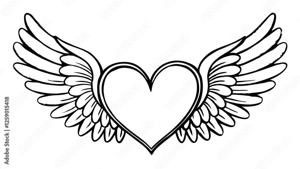 Obraz premium Minimalist heart line art illustration tattoo des