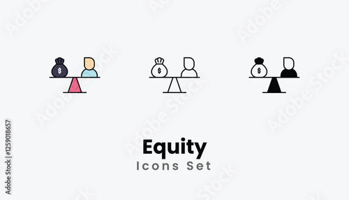 Equity Icons thin line and glyph vector icon stock illustration