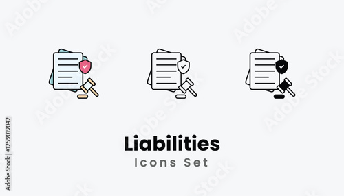 Liabilities Icons thin line and glyph vector icon stock illustration