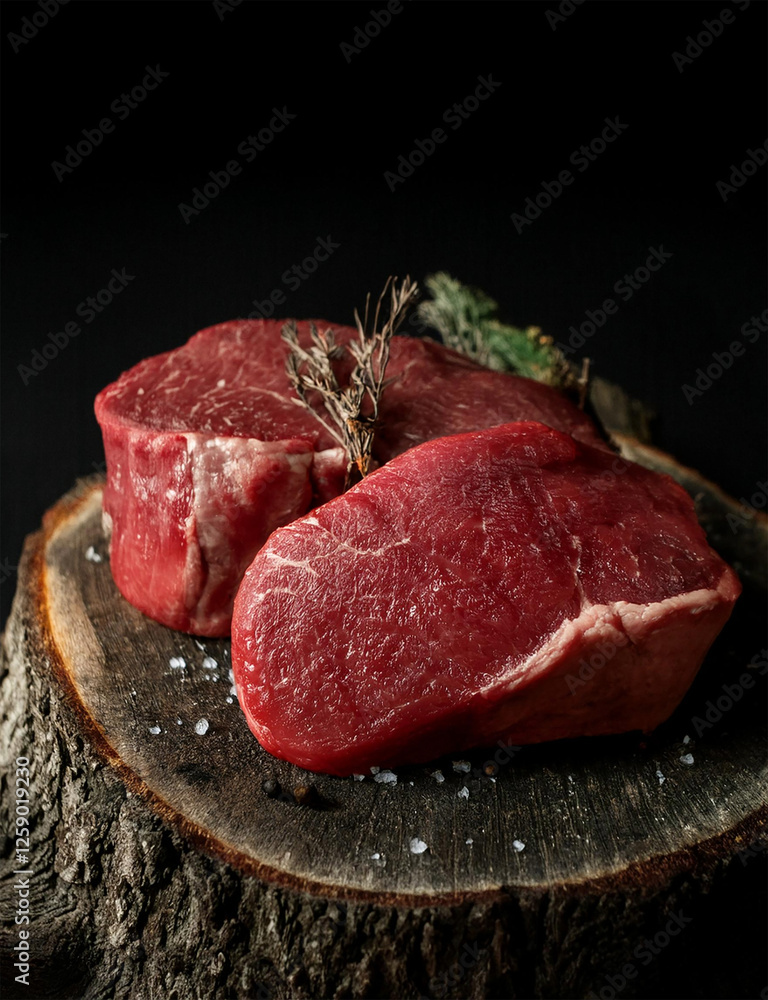 Obraz premium filet de boeuf cru, en gros plan