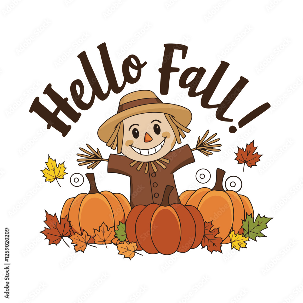 Fototapeta premium Smiley Hello Fall T Shirt Design