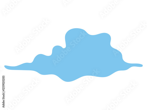 Blue Cloud Silhouette on Isolated White Background. Concept of Weather Symbols, Sky Elements, Minimalist Nature Art, Simple Cloud Design, Graphic Illustration for Weather Icons