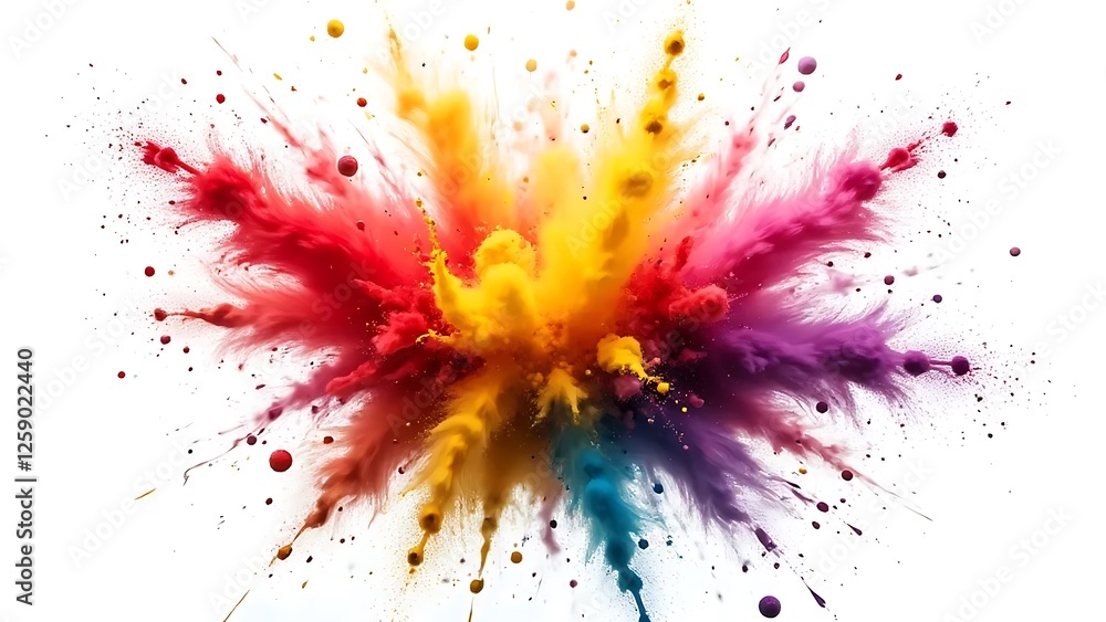 a vibrant, colorful explosion smoke on a bright white background a vibrant, colorful explosion smoke on a bright white background