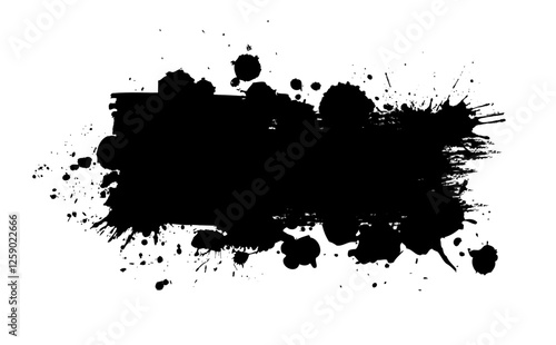 Splatter Paint Texture . Black Spray Blot of Ink. Place illustration Over any Object to Create Grungy Effect . hand drawn. Not AI, Vector.
