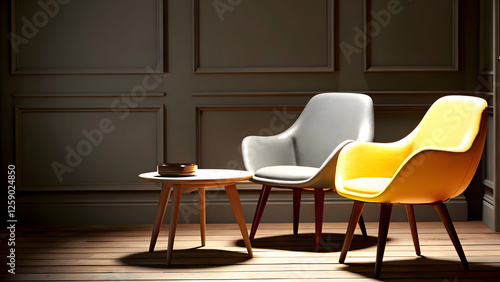 Modern furniture collection element set isolated