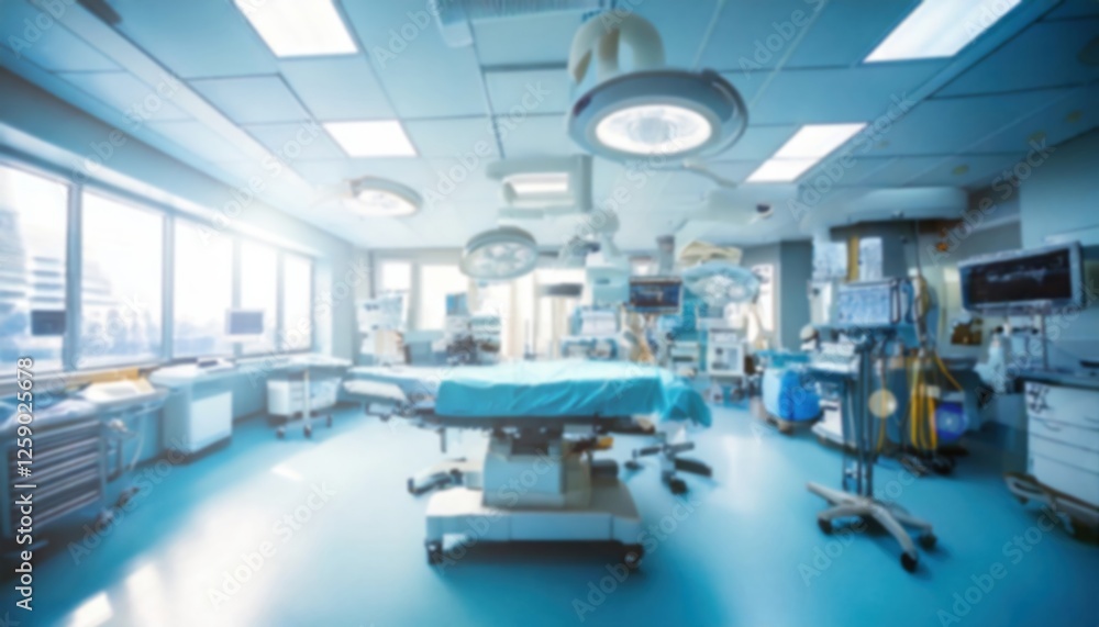 Defocused Modern surgical room with advanced equipment and bright lighting in a city hospital Defocused Modern surgical room with advanced equipment and bright lighting in a city hospital