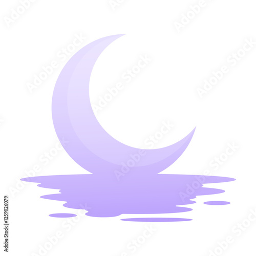 Crescent moon in water reflection
